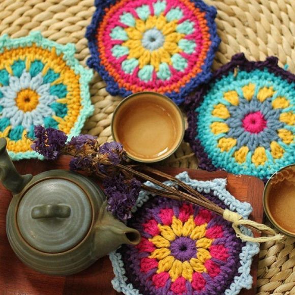 Mandala Crochet Teapot Tea cups Coasters | Handmade Teapot Mats Home Dec… - Picture 2 of 5